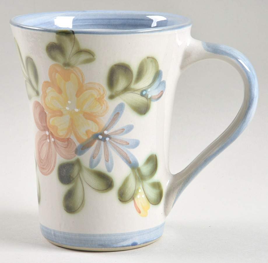 Country Flower Blue Latte Mug by Louisville-1