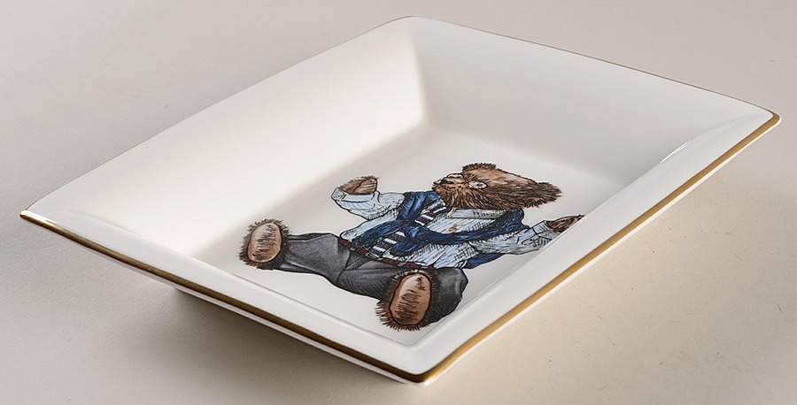 Polo Bear (Gold Trim, No Text on Front) Rectangular Tray by Ralph Lauren China-1