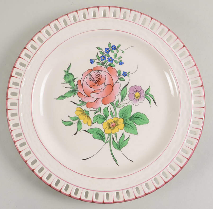 Old Strasbourg (Off White Background) Pierced Edge Dinner Plate by Luneville-1