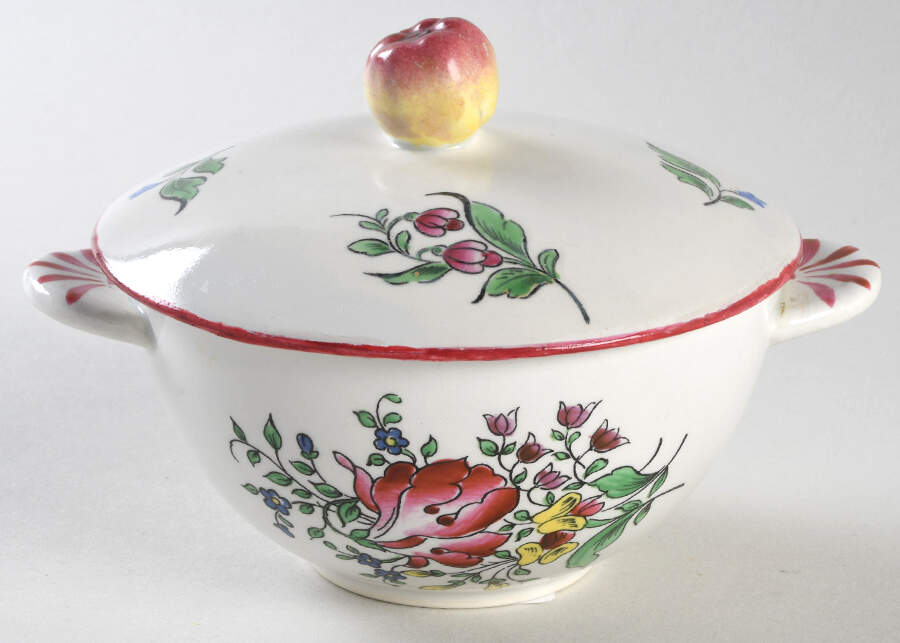 Old Strasbourg (Off White Background) Covered Soup Bowl by Luneville-1
