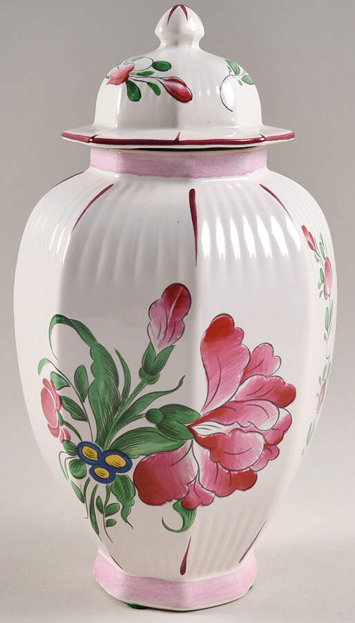 Old Strasbourg (Off White Background) Footed Urn with Lid by Luneville-1