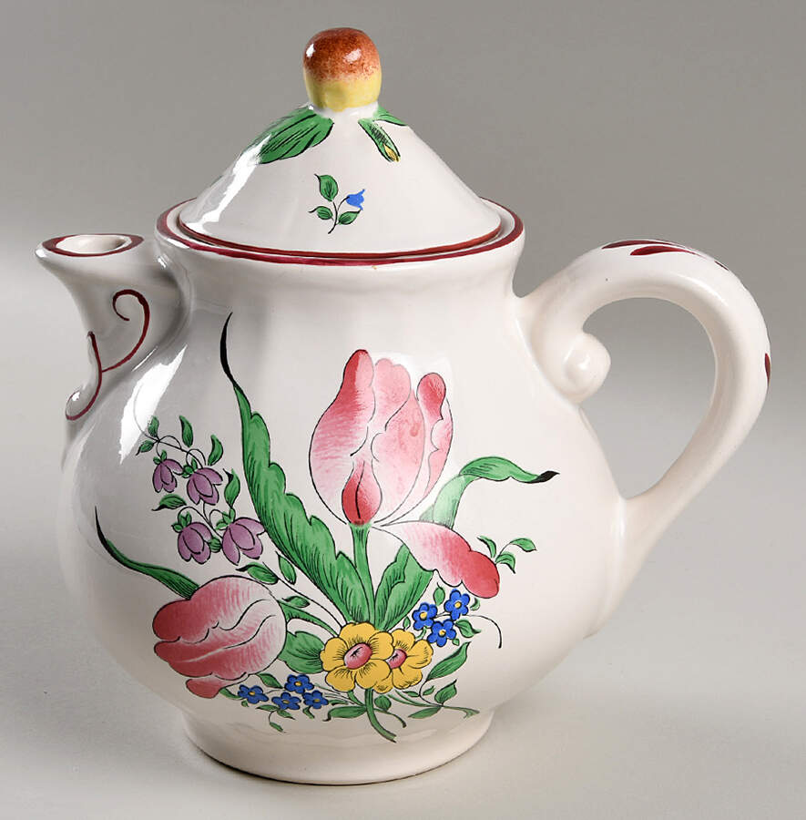 Old Strasbourg (Off White Background) Teapot & Lid by Luneville-1