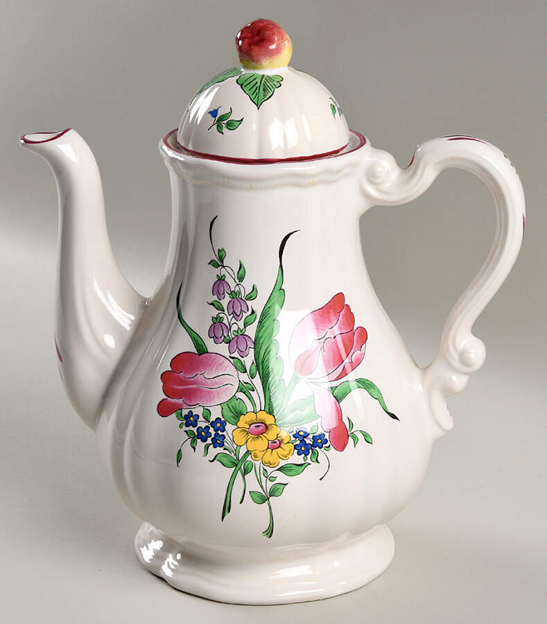 Old Strasbourg (Off White Background) Coffee Pot & Lid by Luneville-1