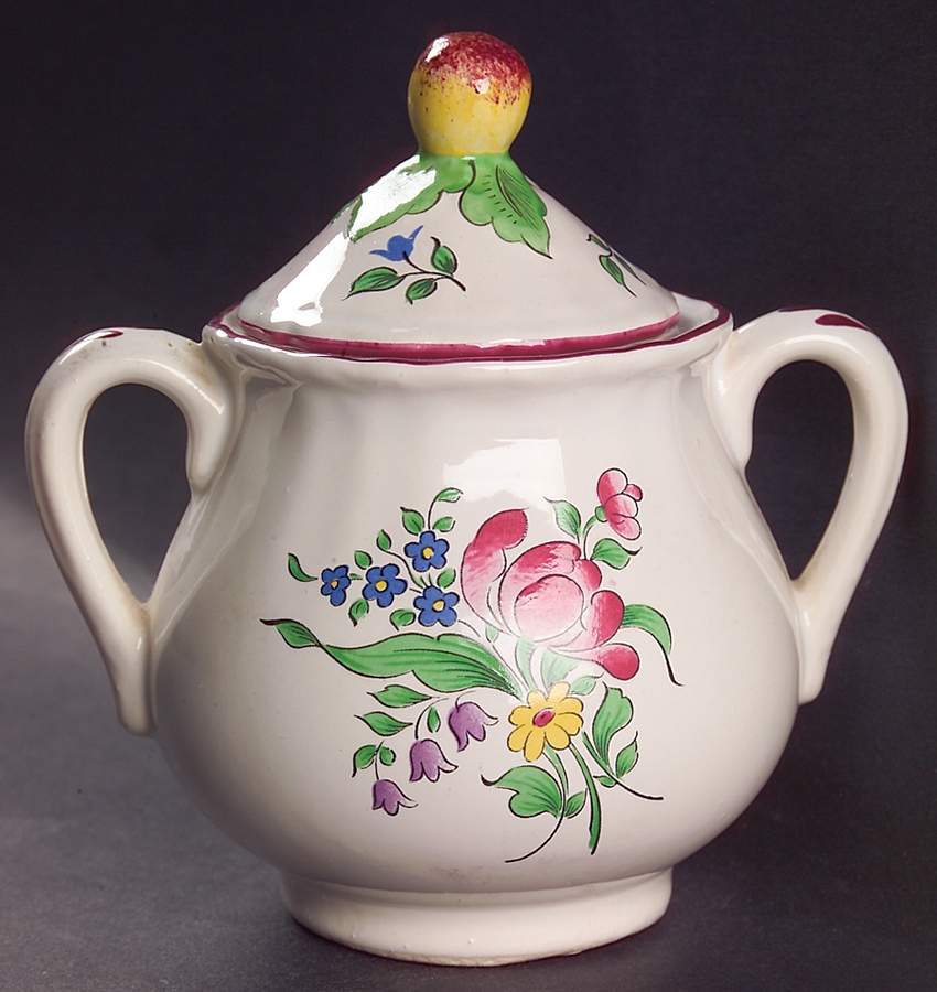 Old Strasbourg (Off White Background) Sugar Bowl & Lid by Luneville-1