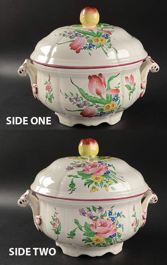 Old Strasbourg (Off White Background) Large Round Covered Vegetable by Luneville-1