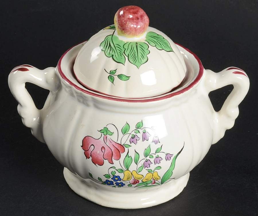 Old Strasbourg (Off White Background) Sugar Bowl & Lid by Luneville-1