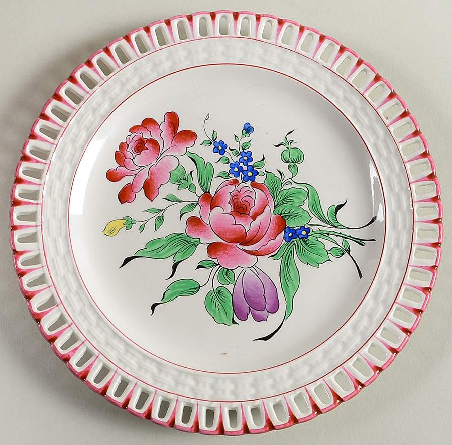 Old Strasbourg (Off White Background) Pierced Dessert/Pie Plate by Luneville-1