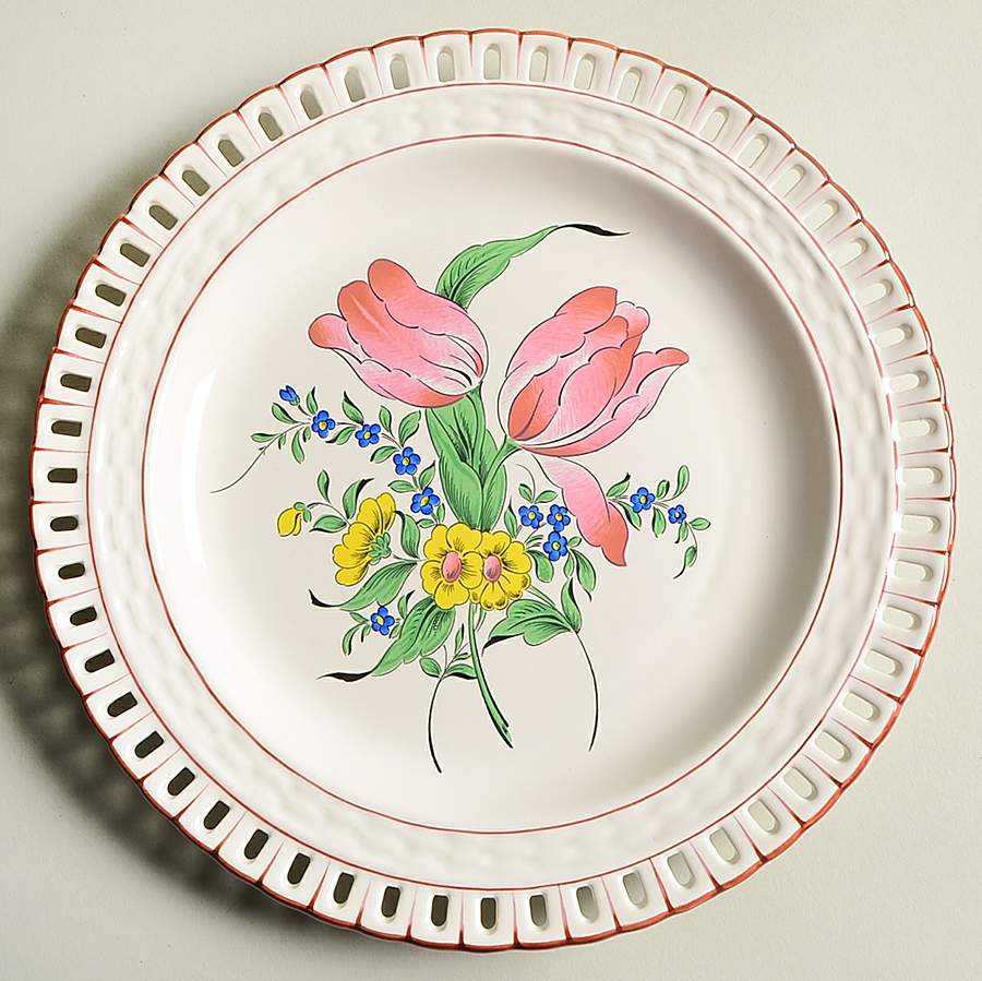 Old Strasbourg (Off White Background) Pierced Edge Dinner Plate by Luneville-1