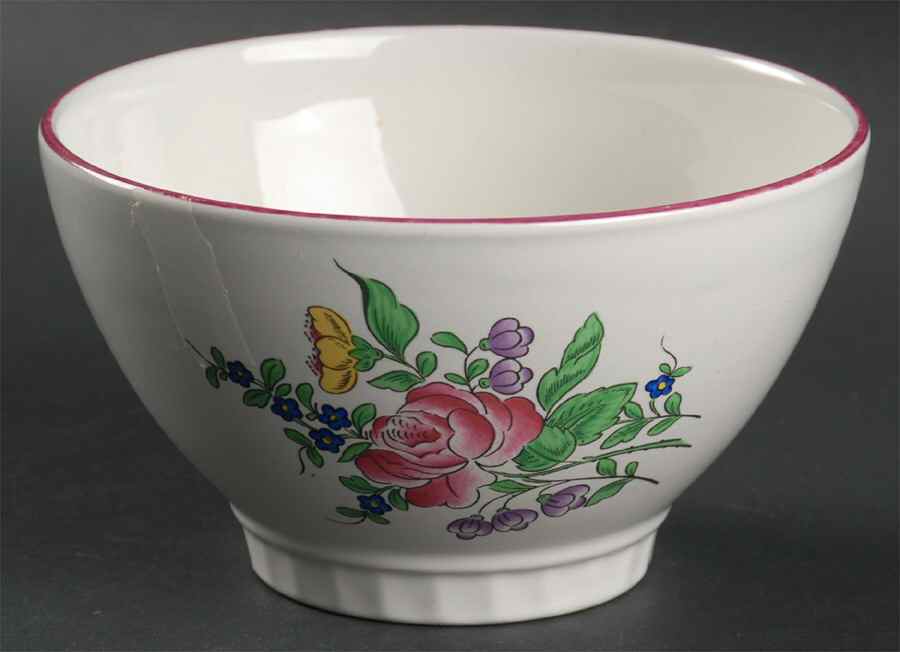 Old Strasbourg (Off White Background) Cranberry Bowl by Luneville-1