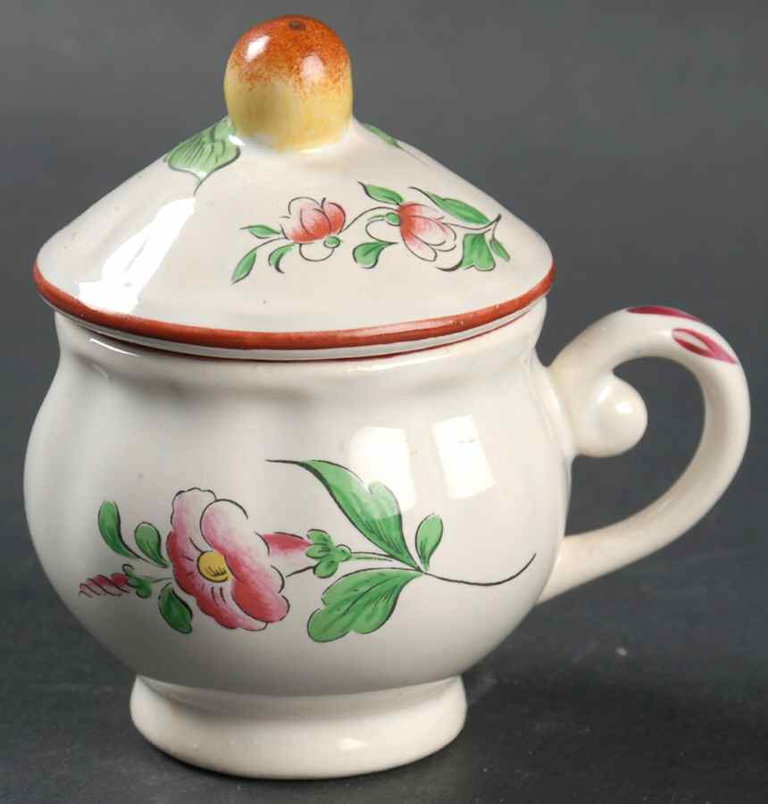 Old Strasbourg (Off White Background) 2 Pc Pot de Creme w/Lid & Base by Luneville-1