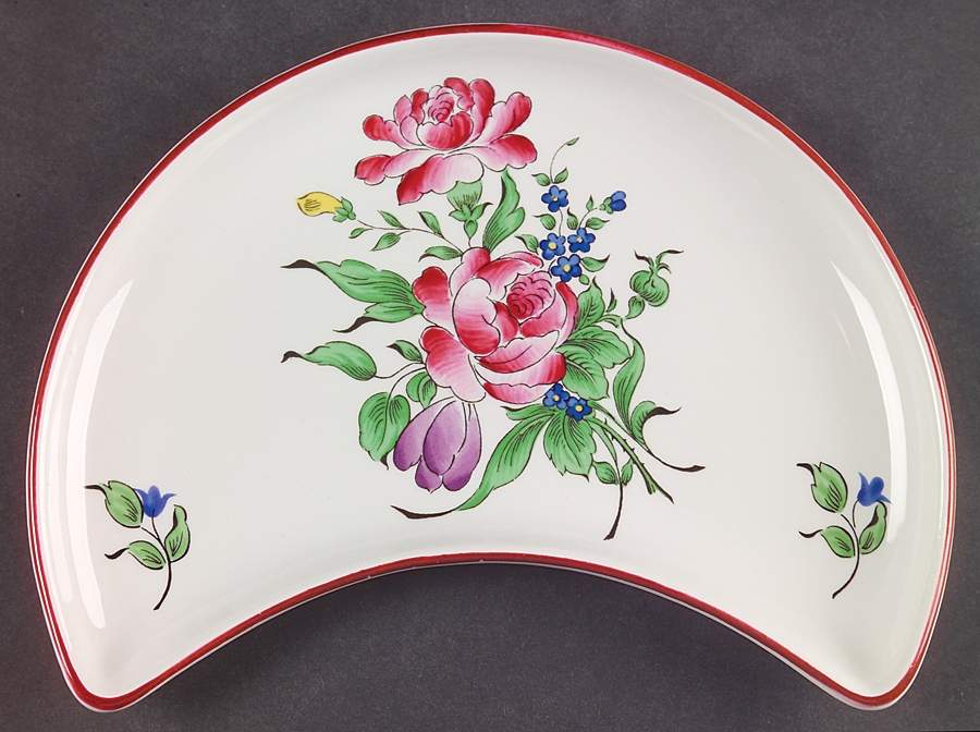 Old Strasbourg (Off White Background) Crescent Salad Plate by Luneville-1