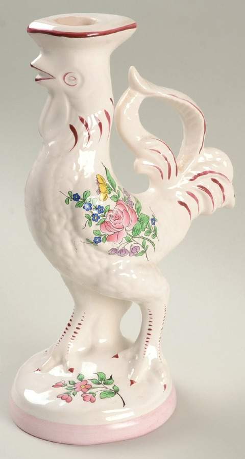 Old Strasbourg (Off White Background) Figural Candlestick by Luneville-1