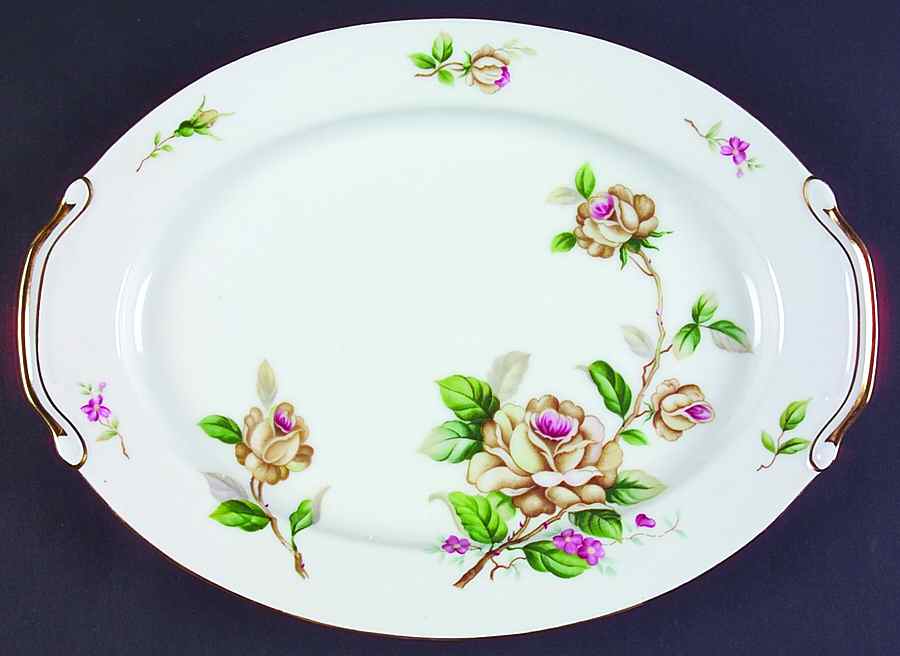 Golden Rose 14" Oval Serving Platter by Lynmore-1