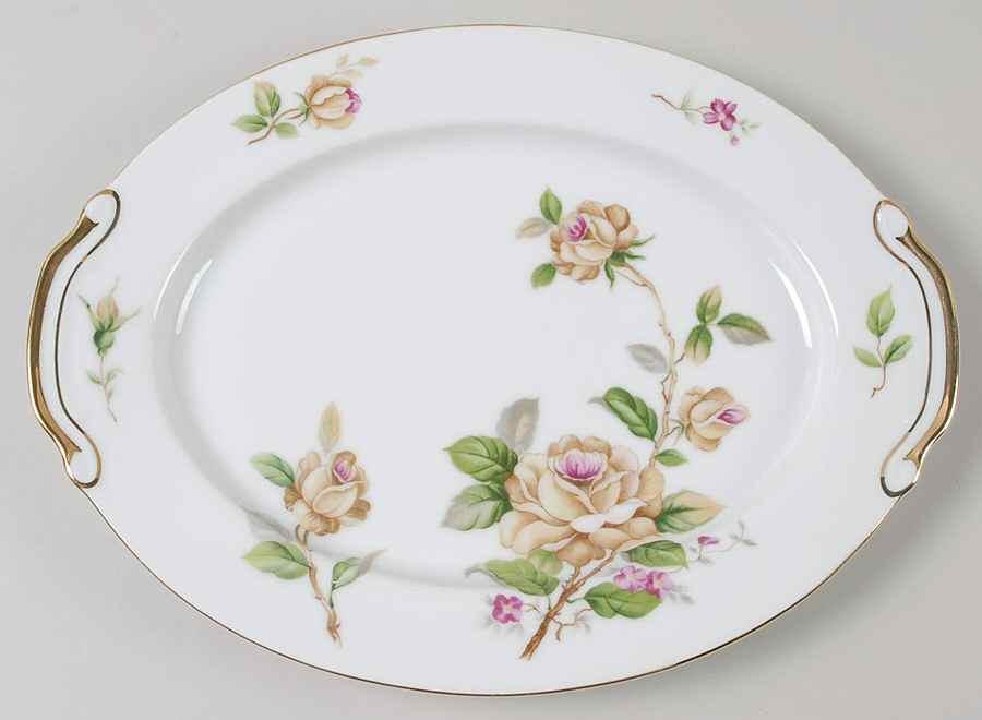 Golden Rose 11" Oval Serving Platter by Lynmore-1