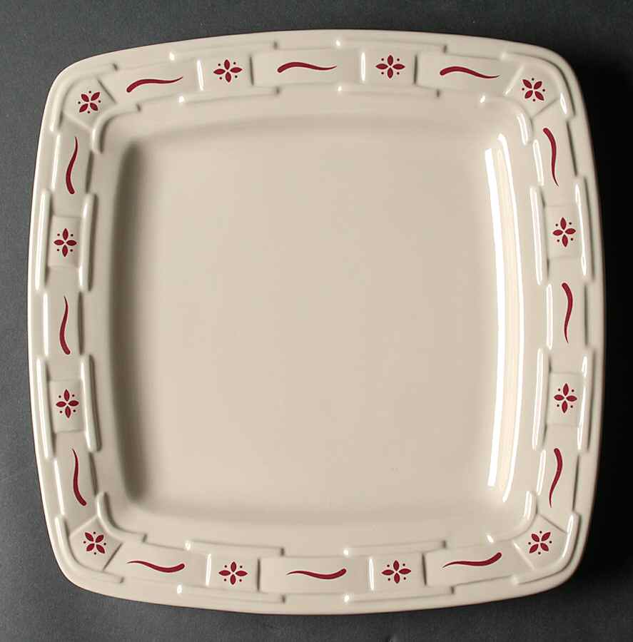 Woven Traditions Red Square Dinner Plate by Longaberger-1