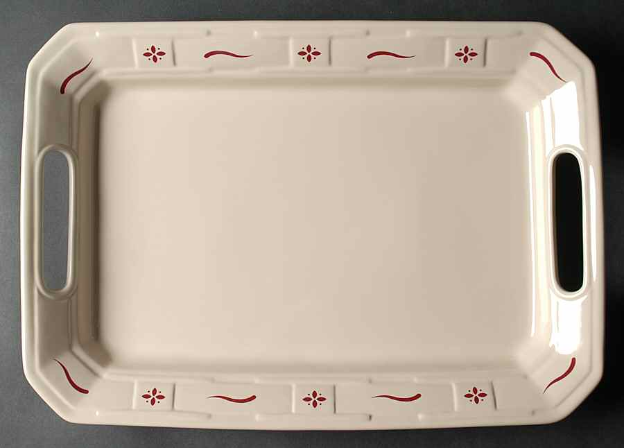 Woven Traditions Red 17" Handled Tray by Longaberger-1
