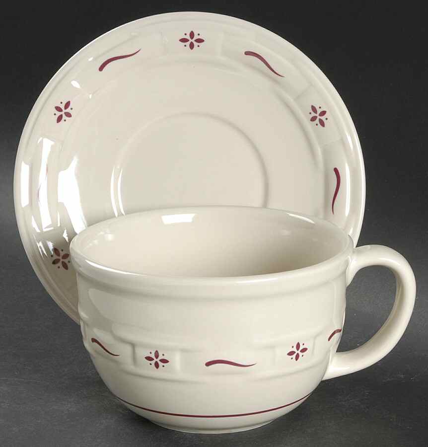 Woven Traditions Red Cappuccino Cup & Saucer Set by Longaberger-1