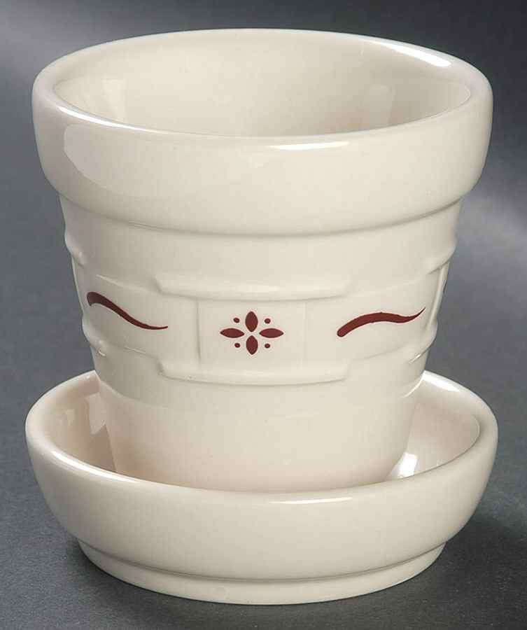 Woven Traditions Red 3" Flower Pot & Underplate by Longaberger-1