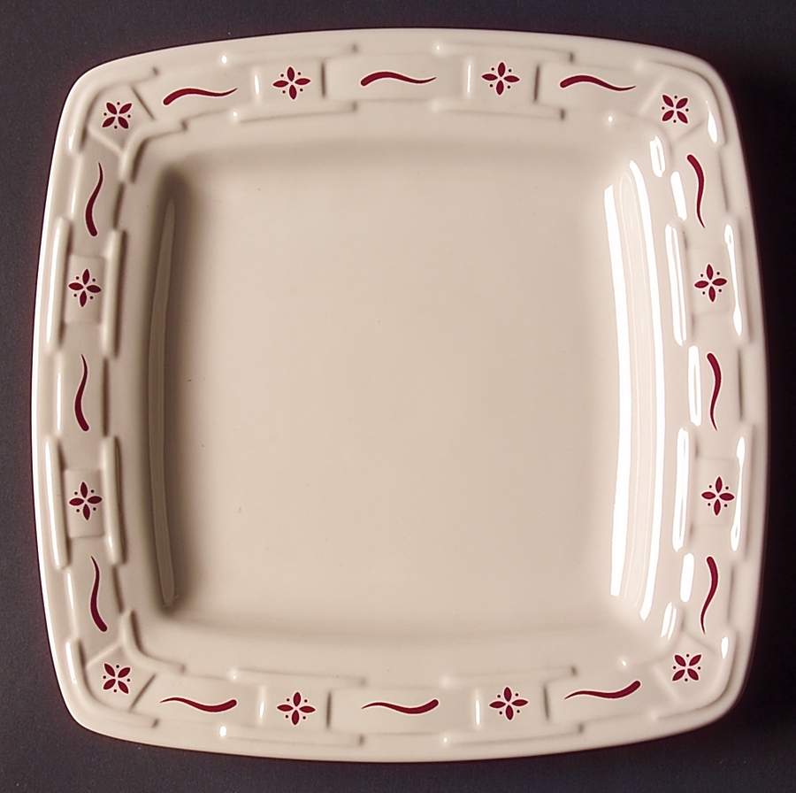 Woven Traditions Red Square Luncheon Plate by Longaberger-1