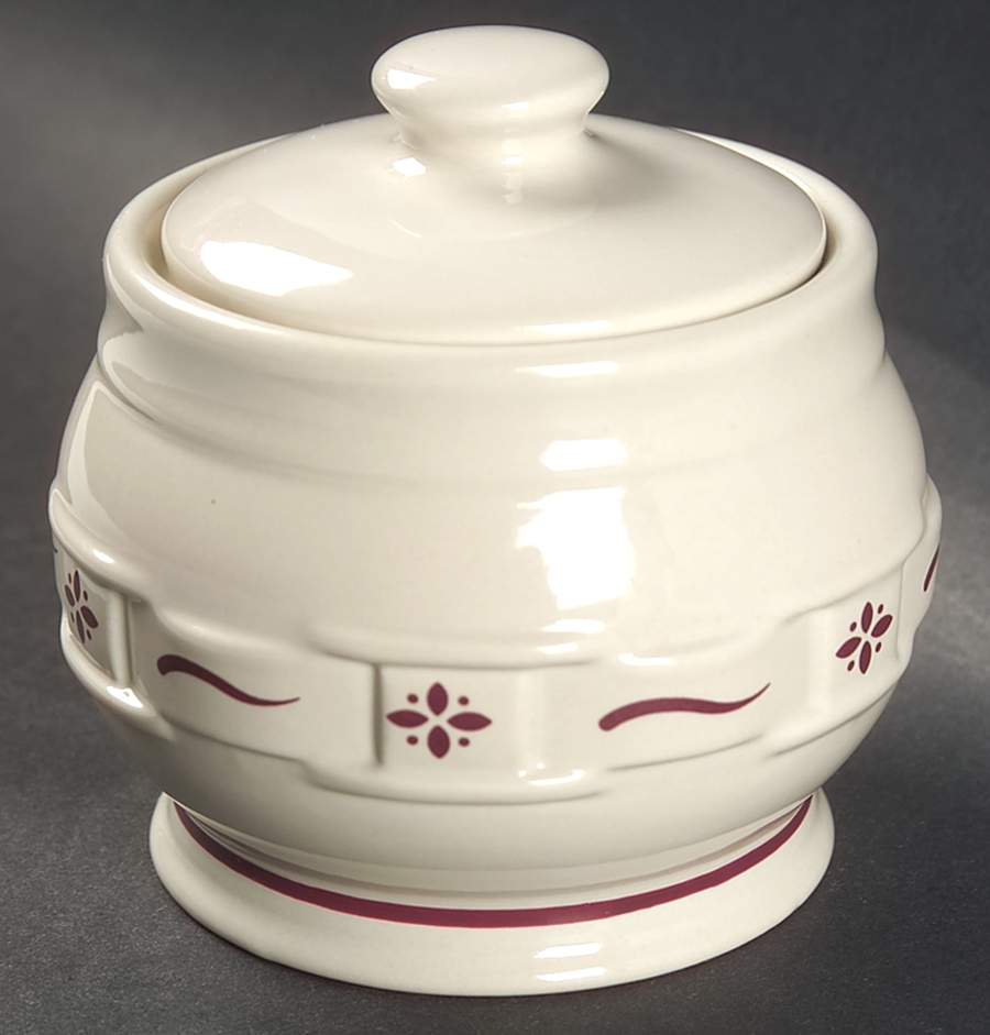 Woven Traditions Red Sugar Bowl & Lid by Longaberger-1