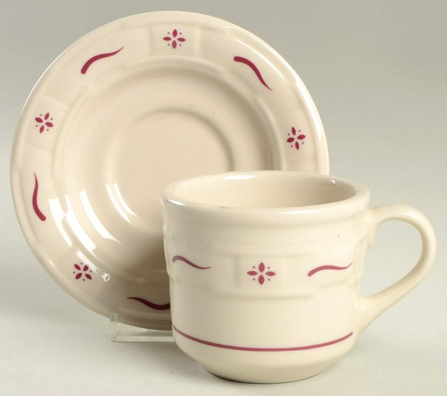 Woven Traditions Red Flat Cup & Saucer Set by Longaberger-1