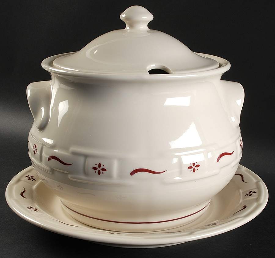 Woven Traditions Red Tureen & Lid w/Underplate by Longaberger-1