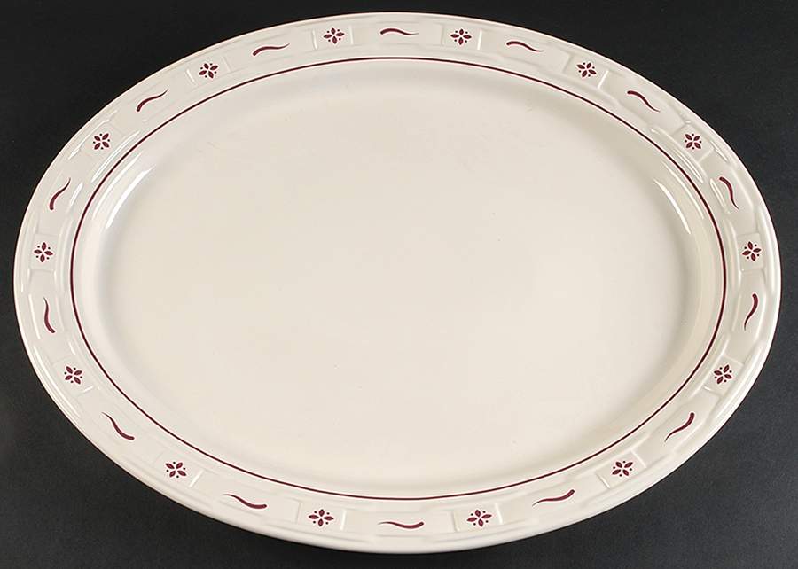 Woven Traditions Red 19" Oval Serving Platter by Longaberger-1