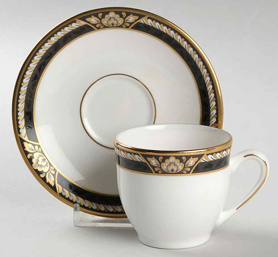 Golden Dynasty (White Background) Flat Demitasse Cup & Saucer Set by Lenox-1