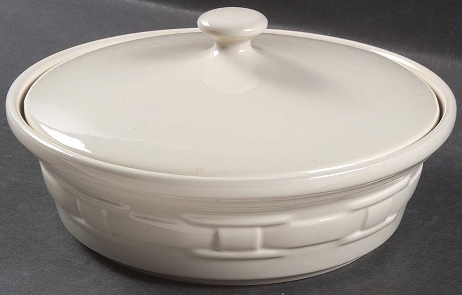 Woven Traditions Ivory 1 Qt Round Covered Casserole by Longaberger-1
