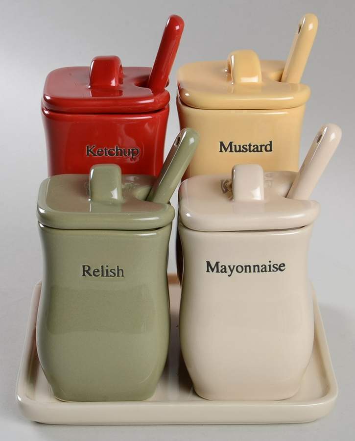 Woven Traditions Ivory (13 Pc) Condiment Set(RELJWS,KJWS,MAYOSP,MUSWS) by Longaberger-1