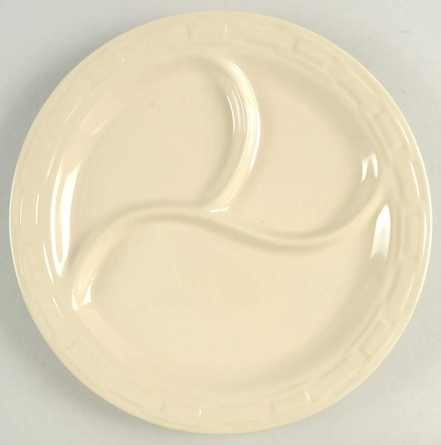 Woven Traditions Ivory (3 Part) Divided Plate by Longaberger-1