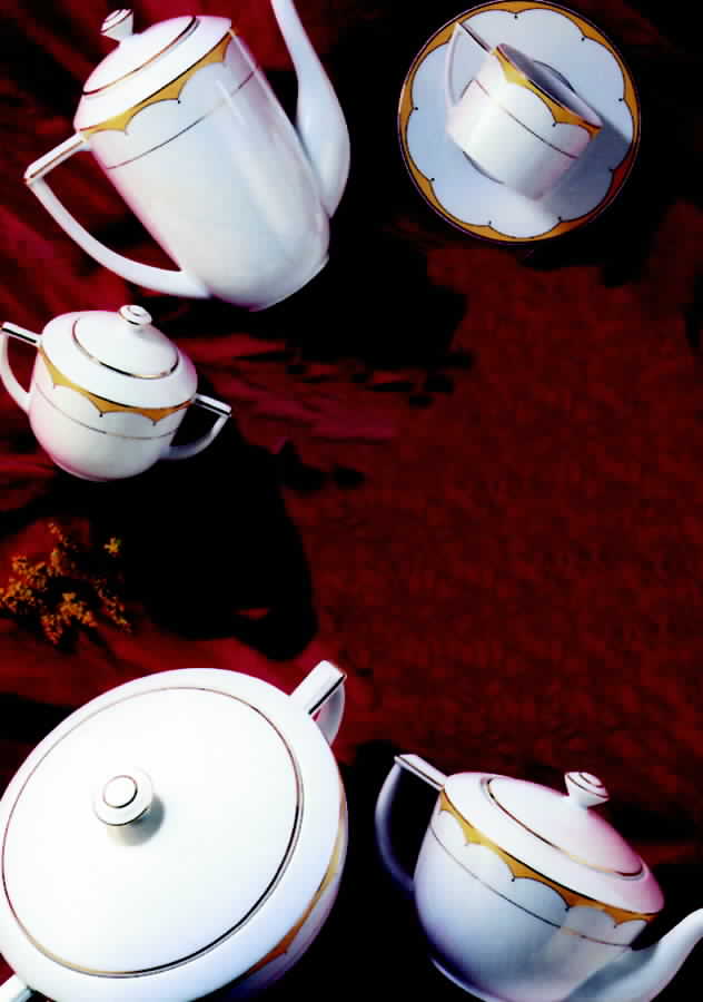 Diademe Jaune Flat Cup & Saucer Set by Letang Remy-1