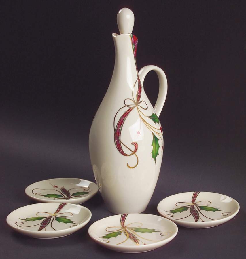 Holiday Nouveau Gold Oil Jar/Cruet with 4 Dipping Bowls by Lenox-1