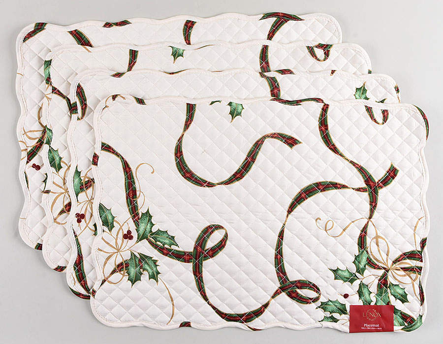 Holiday Nouveau Gold Rectangular. Reversible Quilted Cloth Placemat - Set of 4 by Lenox-1