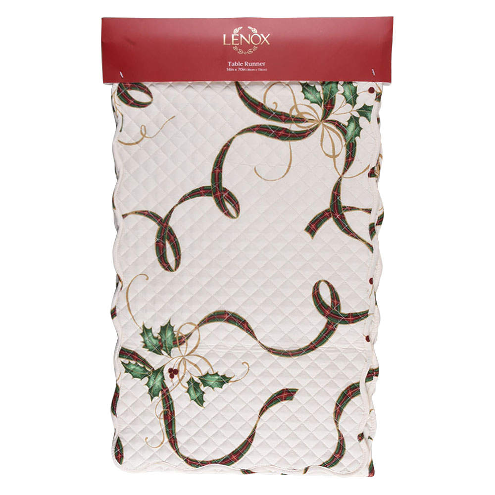 Holiday Nouveau Gold Cloth Reversible/Quited Table Runner by Lenox-1