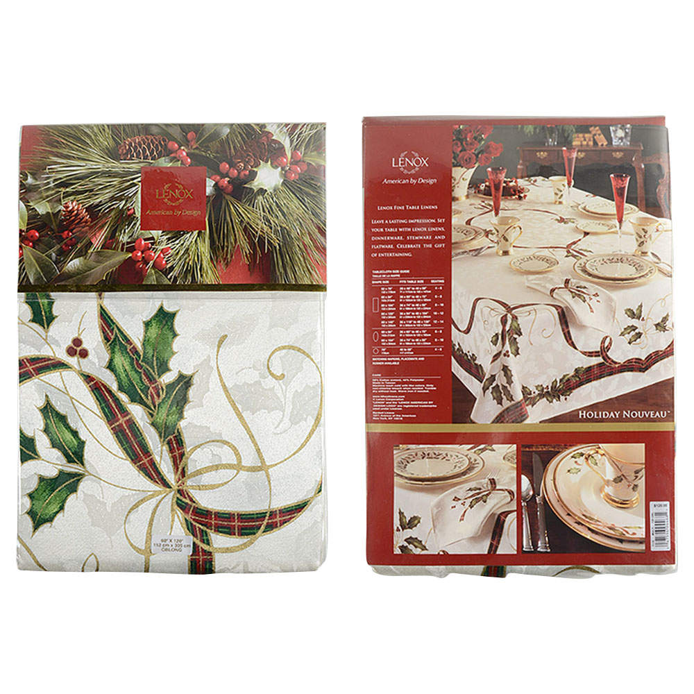 Holiday Nouveau Gold 60" x 120" Oblong Tablecloth by Lenox-1