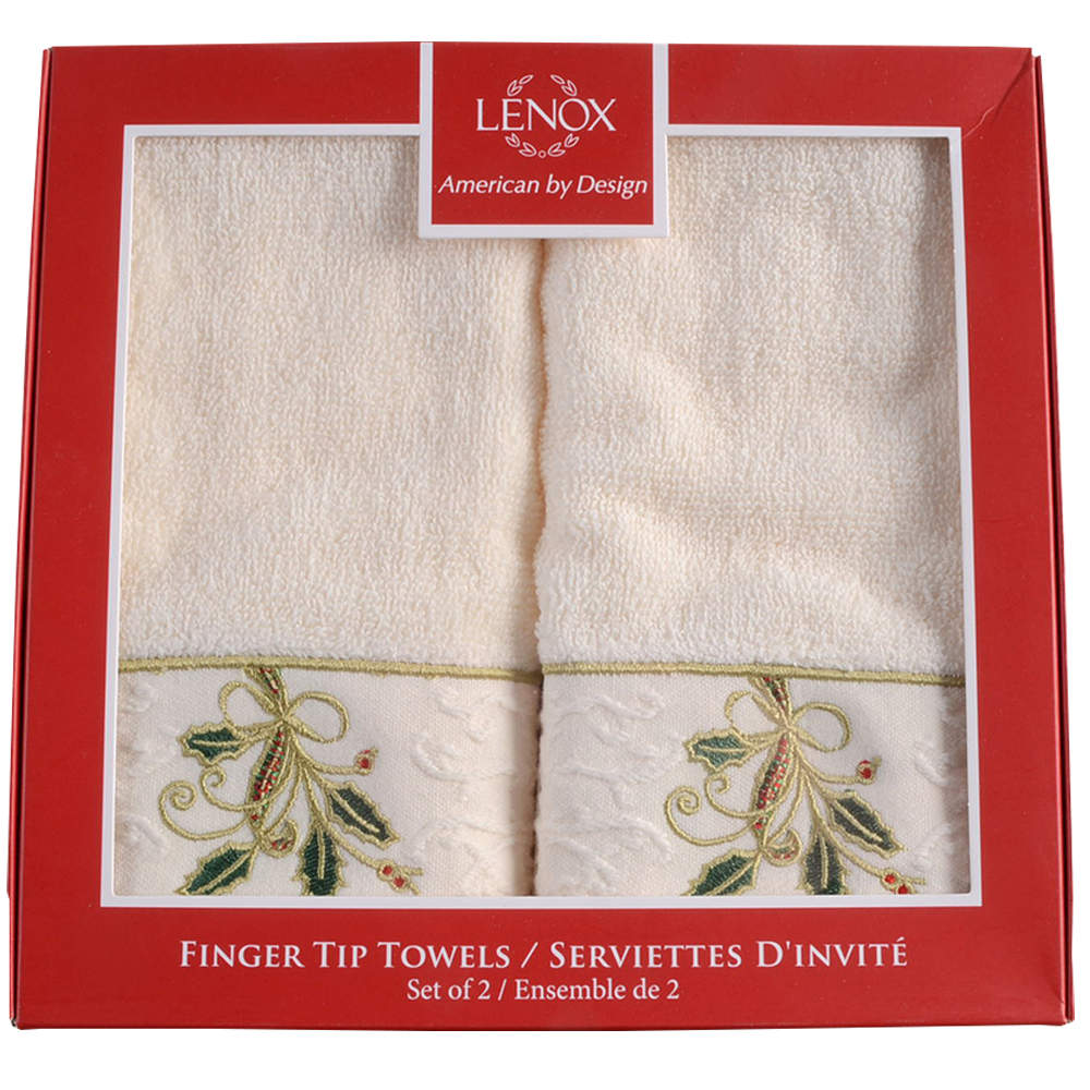 Holiday Nouveau Gold Cloth Fingertip Towel - Set of 2 Motif 2 by Lenox-1
