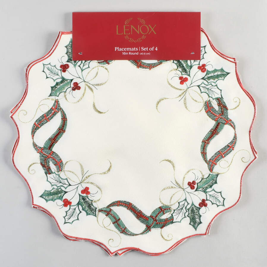 Holiday Nouveau Gold Embroidered Cloth Placemat - Set of 4 by Lenox-1