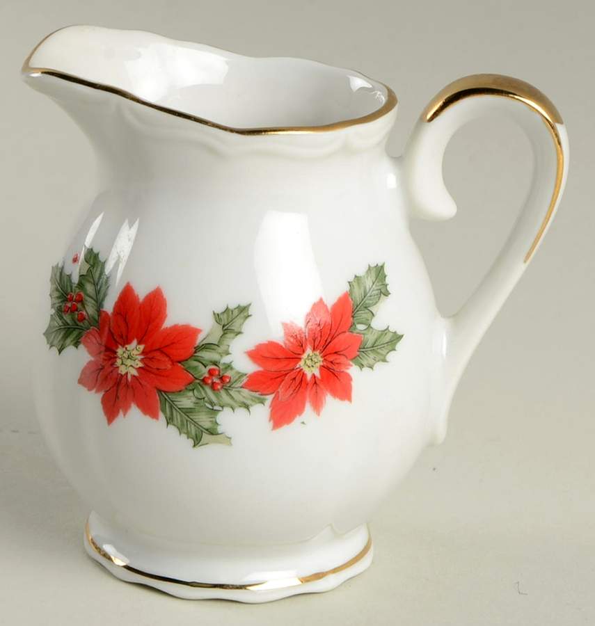 Poinsettia (White Background) Creamer by Lefton-1