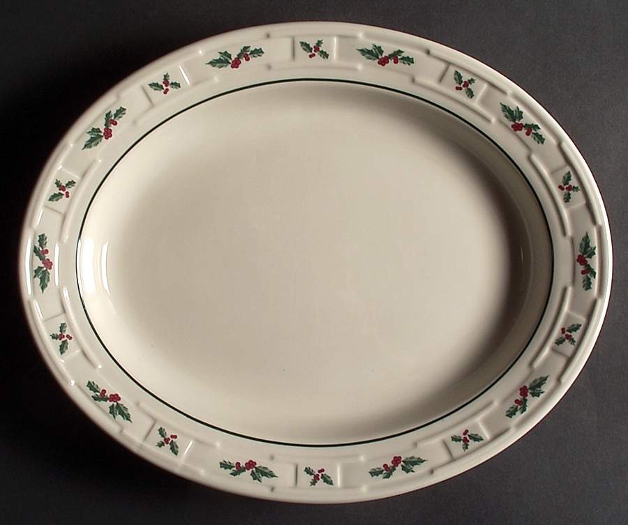 Holly 12" Oval Serving Platter by Longaberger-1