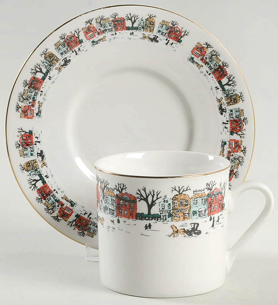 Village Flat Cup & Saucer Set by Lynn's China-1