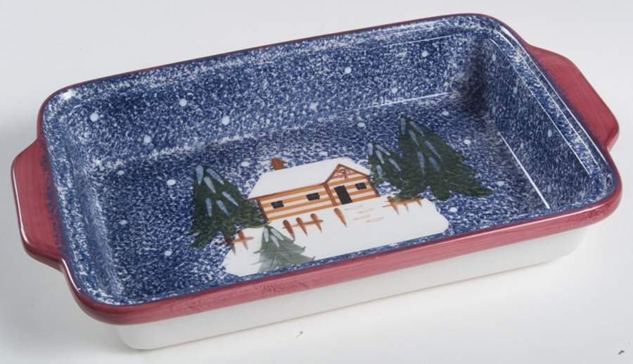 Holiday Mountain Lodge 13"  Rectangular Baker by Livingquarters-1