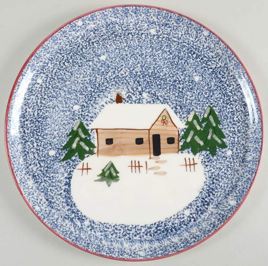 Holiday Mountain Lodge Cake Plate by Livingquarters-1