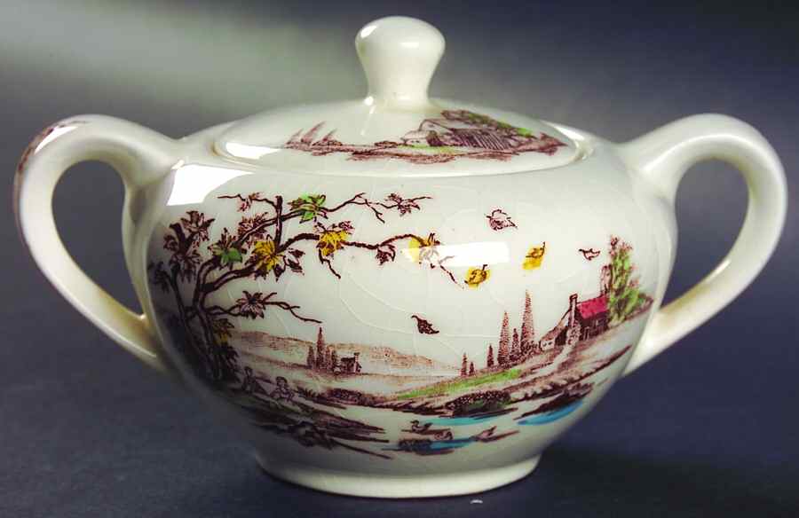 New England Autumn Sugar Bowl & Lid by Lipper & Mann (L & M)-1