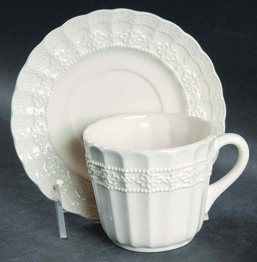 Irish Lace Flat Cup & Saucer Set by Lefton-1