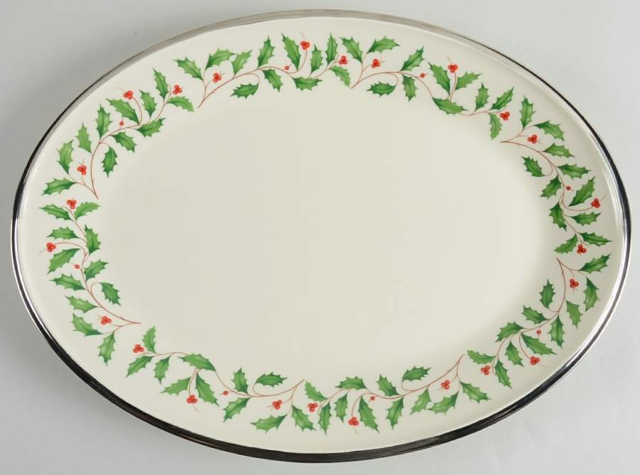 Holiday Platinum 14" Oval Serving Platter by Lenox-1
