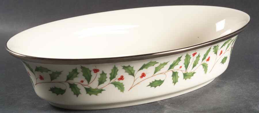 Holiday Platinum 10" Oval Vegetable Bowl by Lenox-1