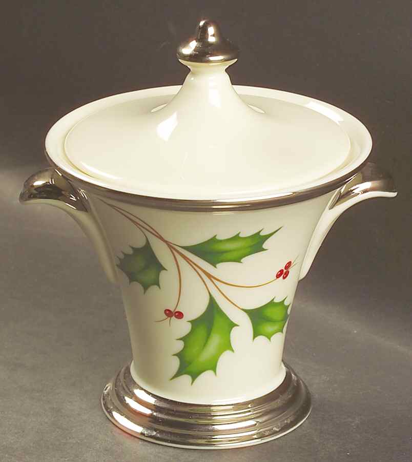 Holiday Platinum Sugar Bowl & Lid by Lenox-1