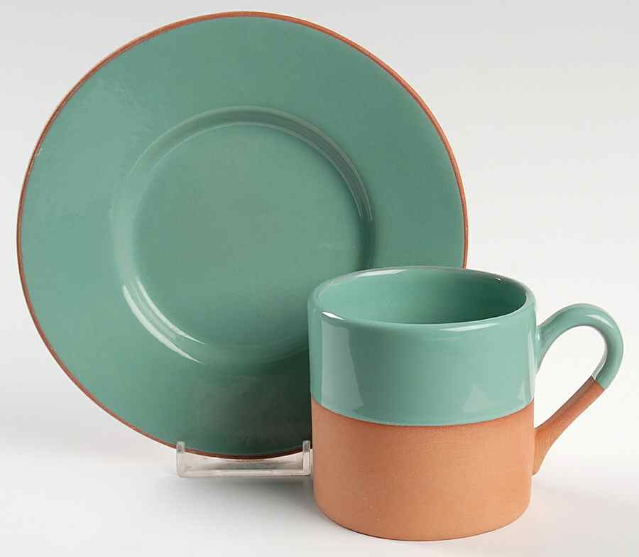 Normandie Jade Flat Cup & Saucer Set by Loneoak-1