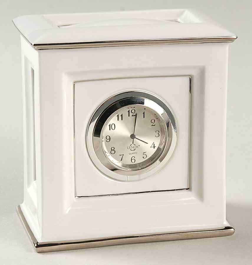 Solitaire White Quartz Clock by Lenox-1